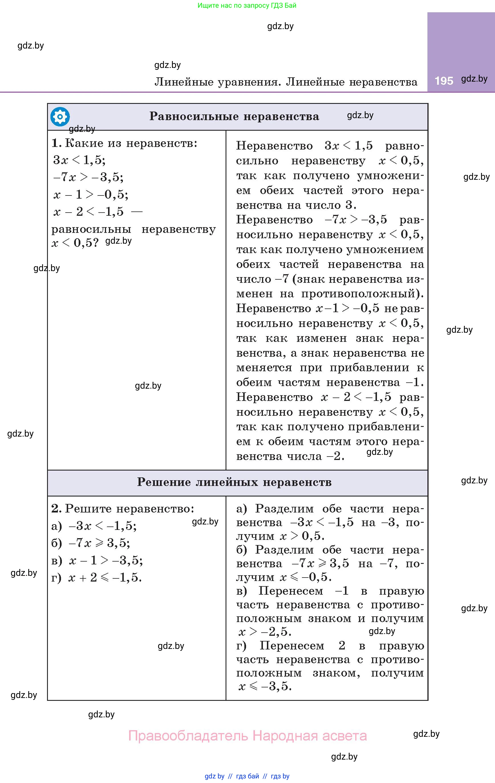 Алгебра, 7 класс Учебник, авторы: Арефьева Ирина Глебовна, Пирютко Ольга Николаевна, издательство Народная асвета, Минск, 2022, зелёного цвета, страница 195