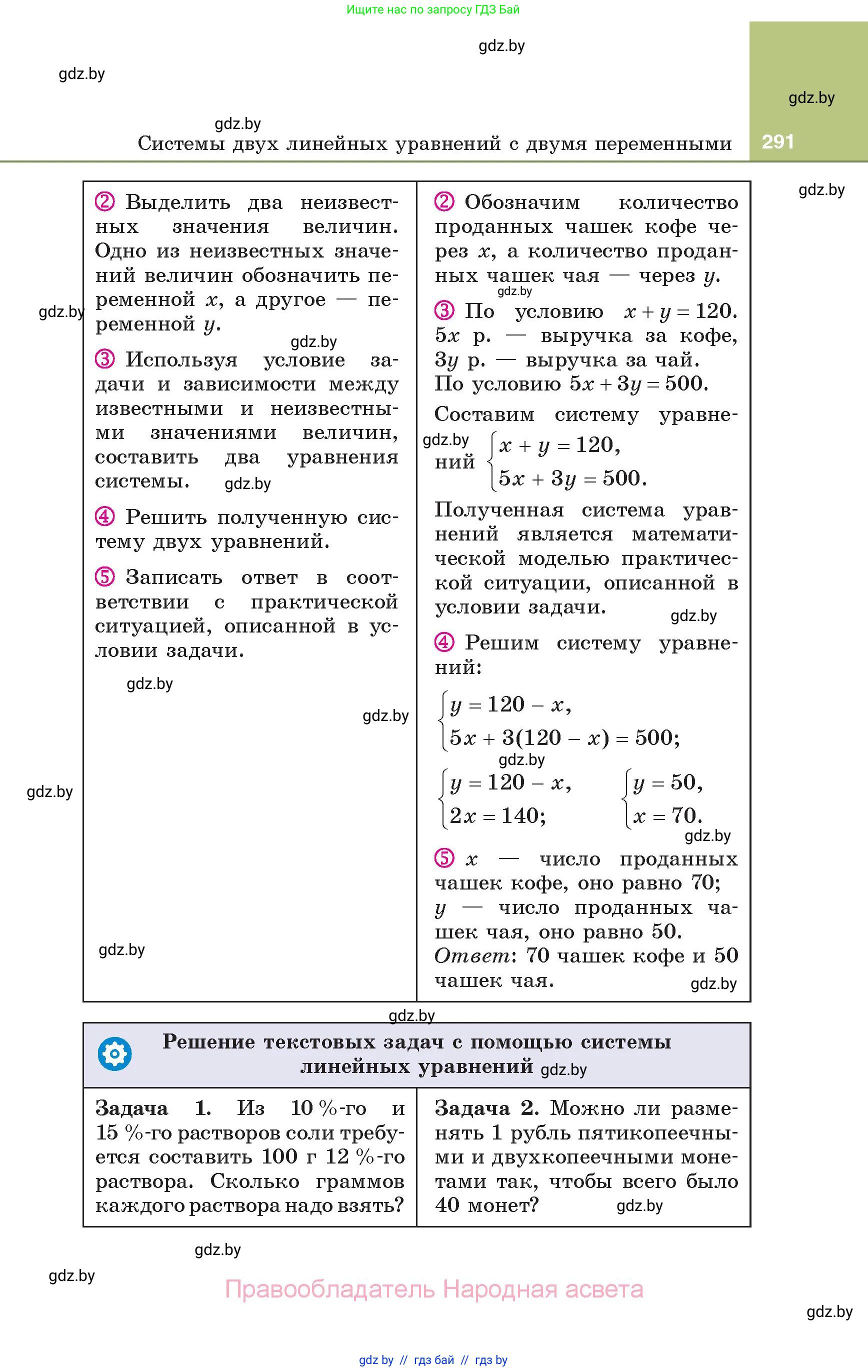 Алгебра, 7 класс Учебник, авторы: Арефьева Ирина Глебовна, Пирютко Ольга Николаевна, издательство Народная асвета, Минск, 2022, зелёного цвета, страница 291