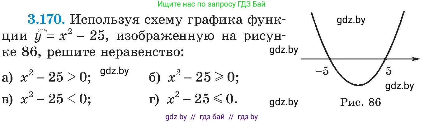Алгебра, 8 класс Учебник, авторы: Арефьева Ирина Глебовна, Пирютко Ольга Николаевна, издательство Адукацыя i выхаванне, Минск, 2024, бирюзового цвета, страница 199, номер 3.170, Условие