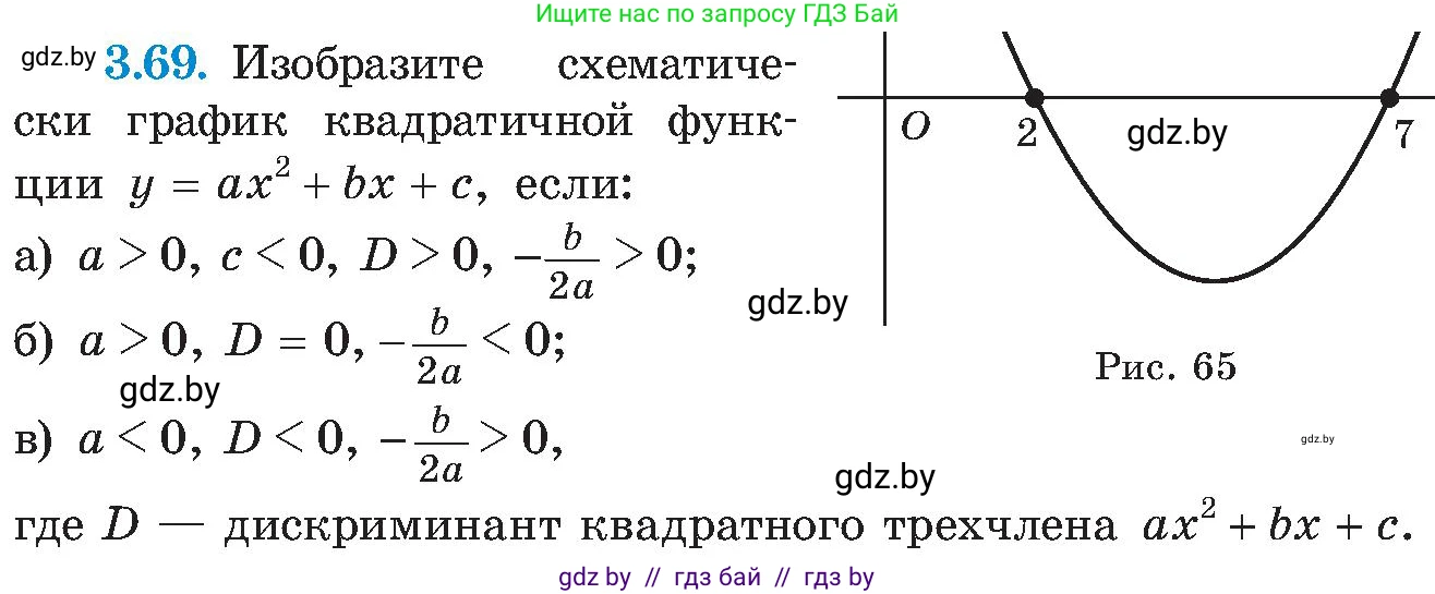 Алгебра, 8 класс Учебник, авторы: Арефьева Ирина Глебовна, Пирютко Ольга Николаевна, издательство Адукацыя i выхаванне, Минск, 2024, бирюзового цвета, страница 174, номер 3.69, Условие