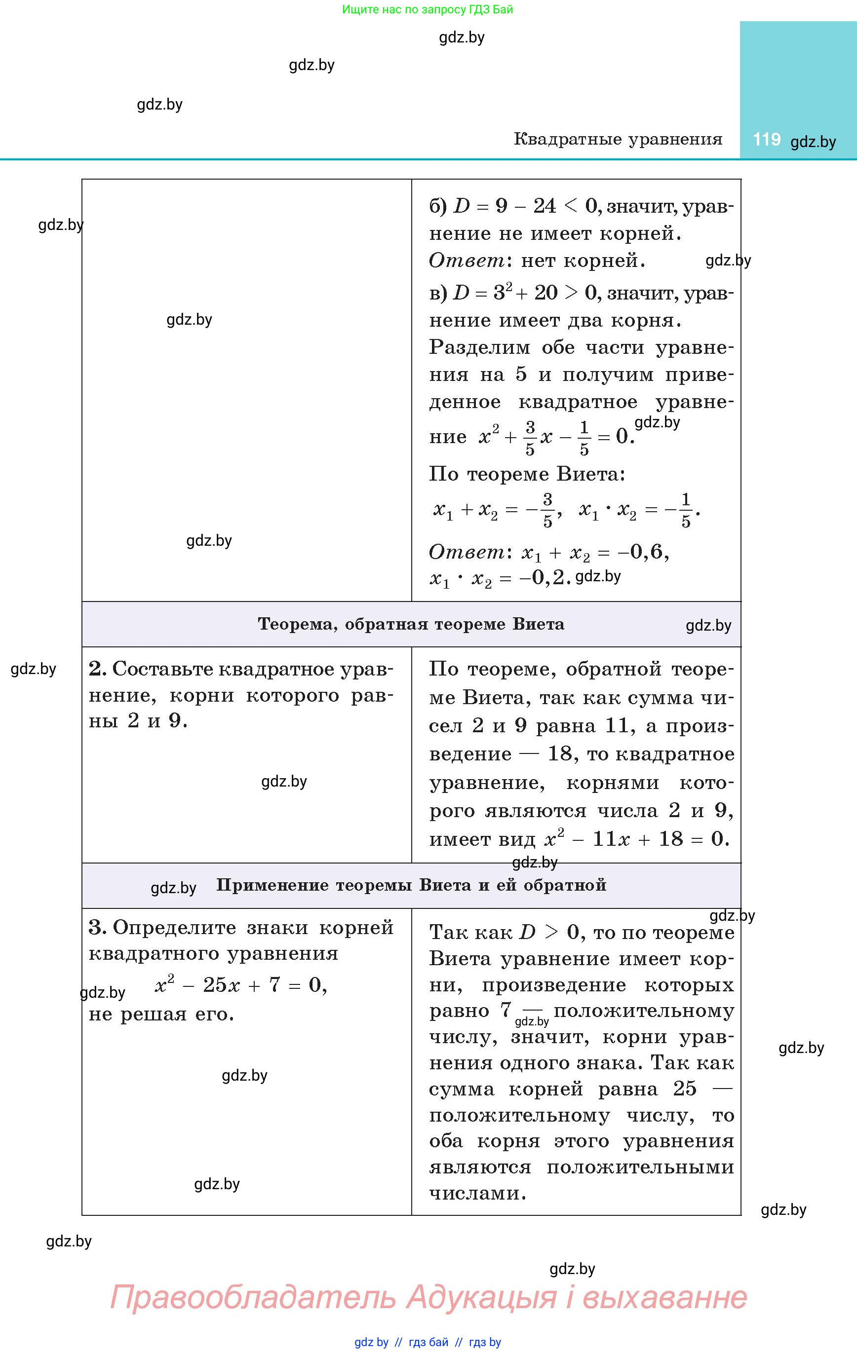 Алгебра, 8 класс Учебник, авторы: Арефьева Ирина Глебовна, Пирютко Ольга Николаевна, издательство Адукацыя i выхаванне, Минск, 2024, бирюзового цвета, страница 119
