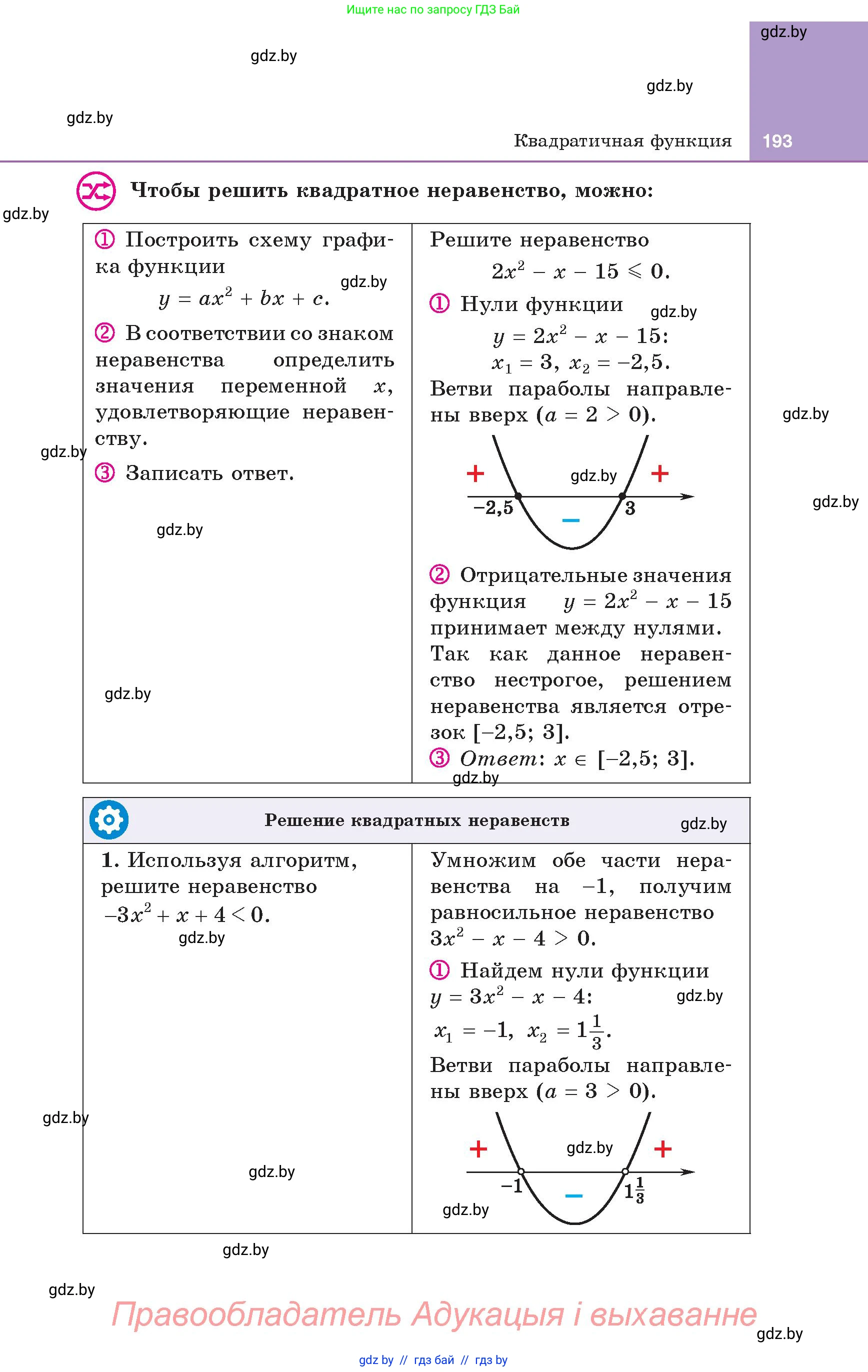 Алгебра, 8 класс Учебник, авторы: Арефьева Ирина Глебовна, Пирютко Ольга Николаевна, издательство Адукацыя i выхаванне, Минск, 2024, бирюзового цвета, страница 193