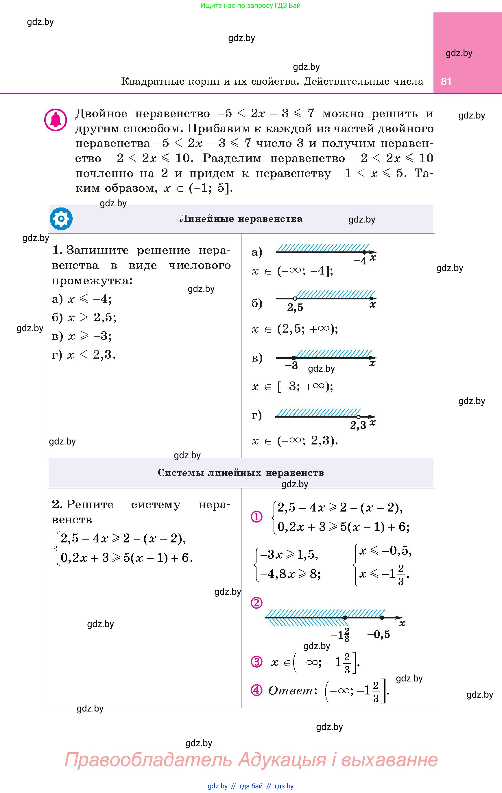 Алгебра, 8 класс Учебник, авторы: Арефьева Ирина Глебовна, Пирютко Ольга Николаевна, издательство Адукацыя i выхаванне, Минск, 2024, бирюзового цвета, страница 81
