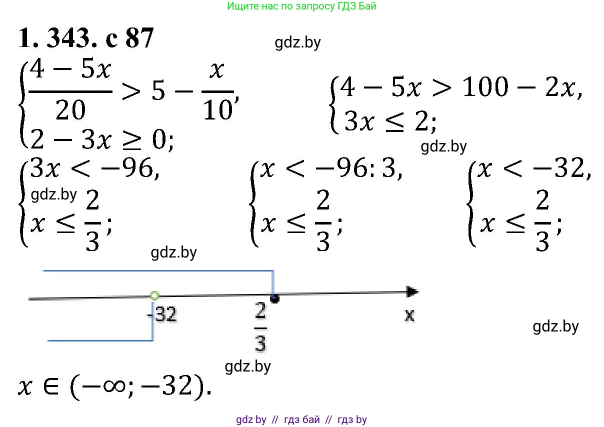 Алгебра, 8 класс Учебник, авторы: Арефьева Ирина Глебовна, Пирютко Ольга Николаевна, издательство Адукацыя i выхаванне, Минск, 2024, бирюзового цвета, страница 87, номер 1.343, Решение