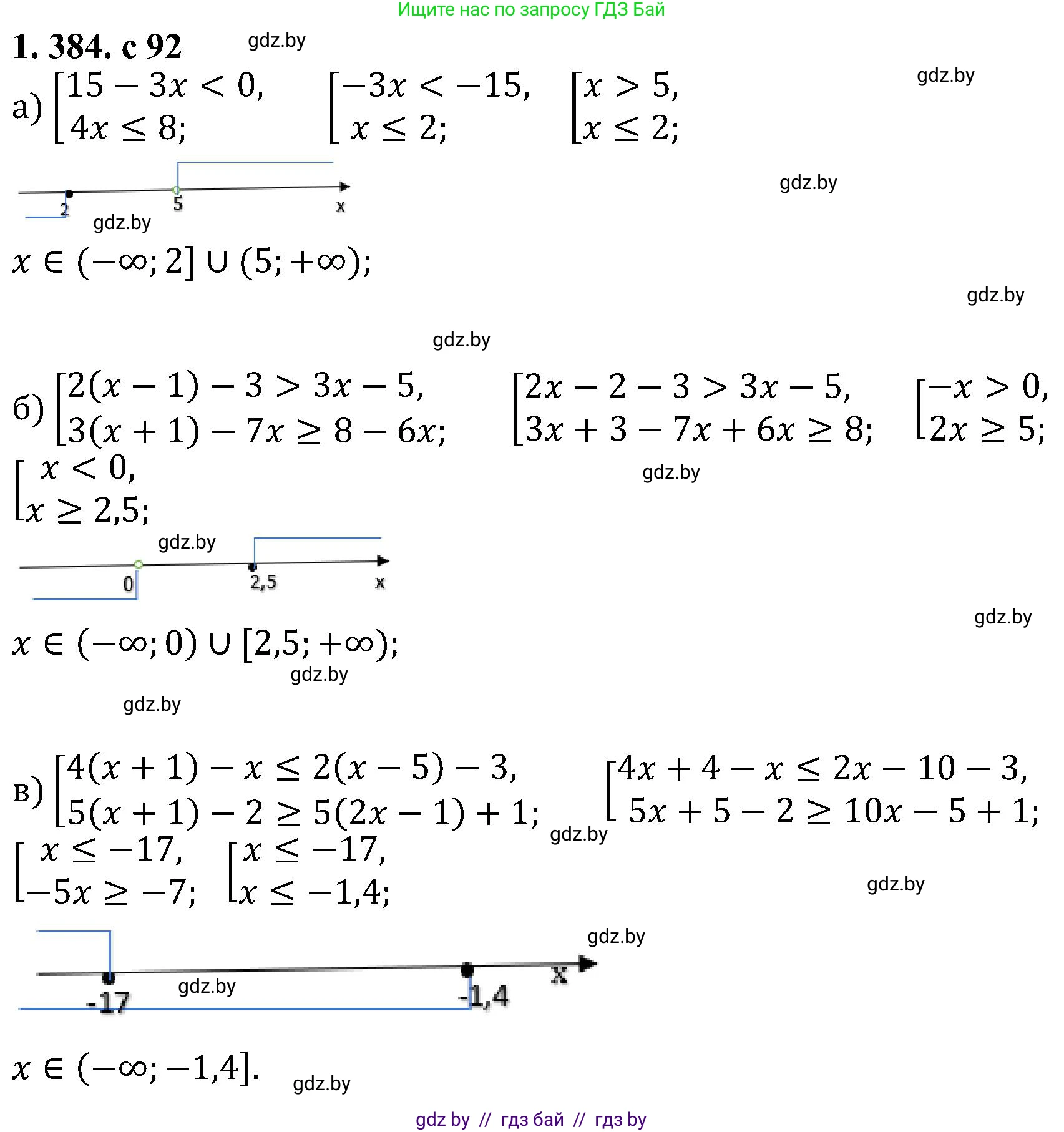 Алгебра, 8 класс Учебник, авторы: Арефьева Ирина Глебовна, Пирютко Ольга Николаевна, издательство Адукацыя i выхаванне, Минск, 2024, бирюзового цвета, страница 92, номер 1.384, Решение