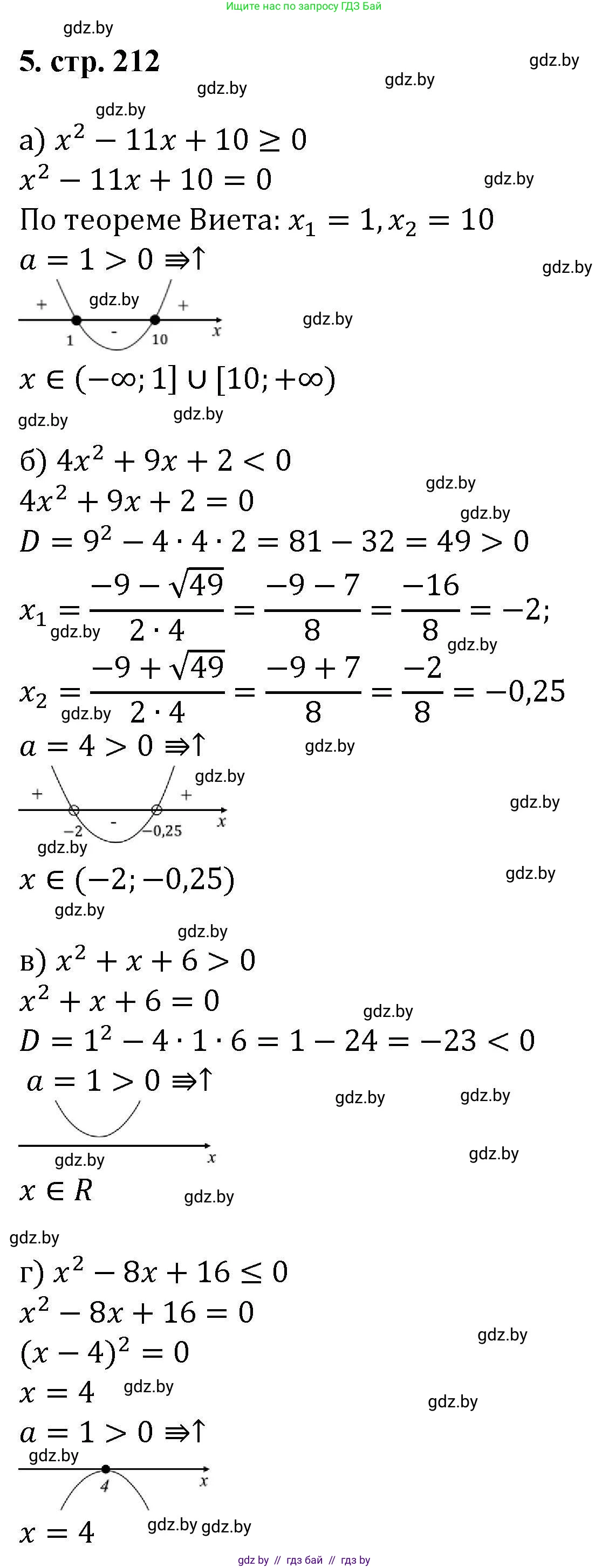 Алгебра, 8 класс Учебник, авторы: Арефьева Ирина Глебовна, Пирютко Ольга Николаевна, издательство Адукацыя i выхаванне, Минск, 2024, бирюзового цвета, страница 212, номер 5, Решение