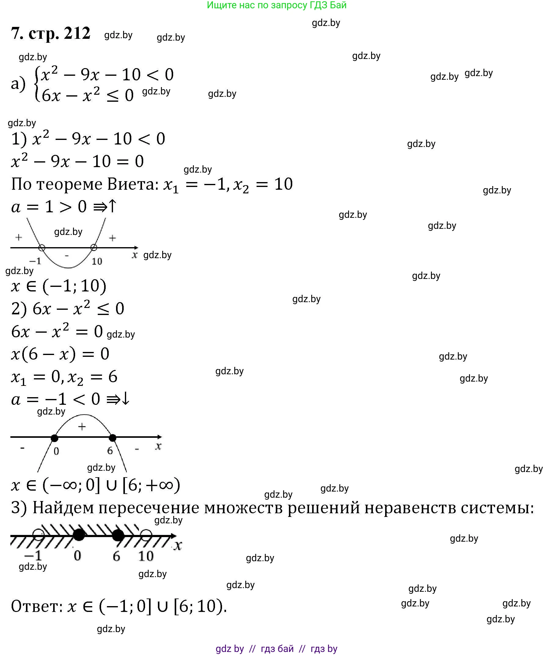 Алгебра, 8 класс Учебник, авторы: Арефьева Ирина Глебовна, Пирютко Ольга Николаевна, издательство Адукацыя i выхаванне, Минск, 2024, бирюзового цвета, страница 212, номер 7, Решение