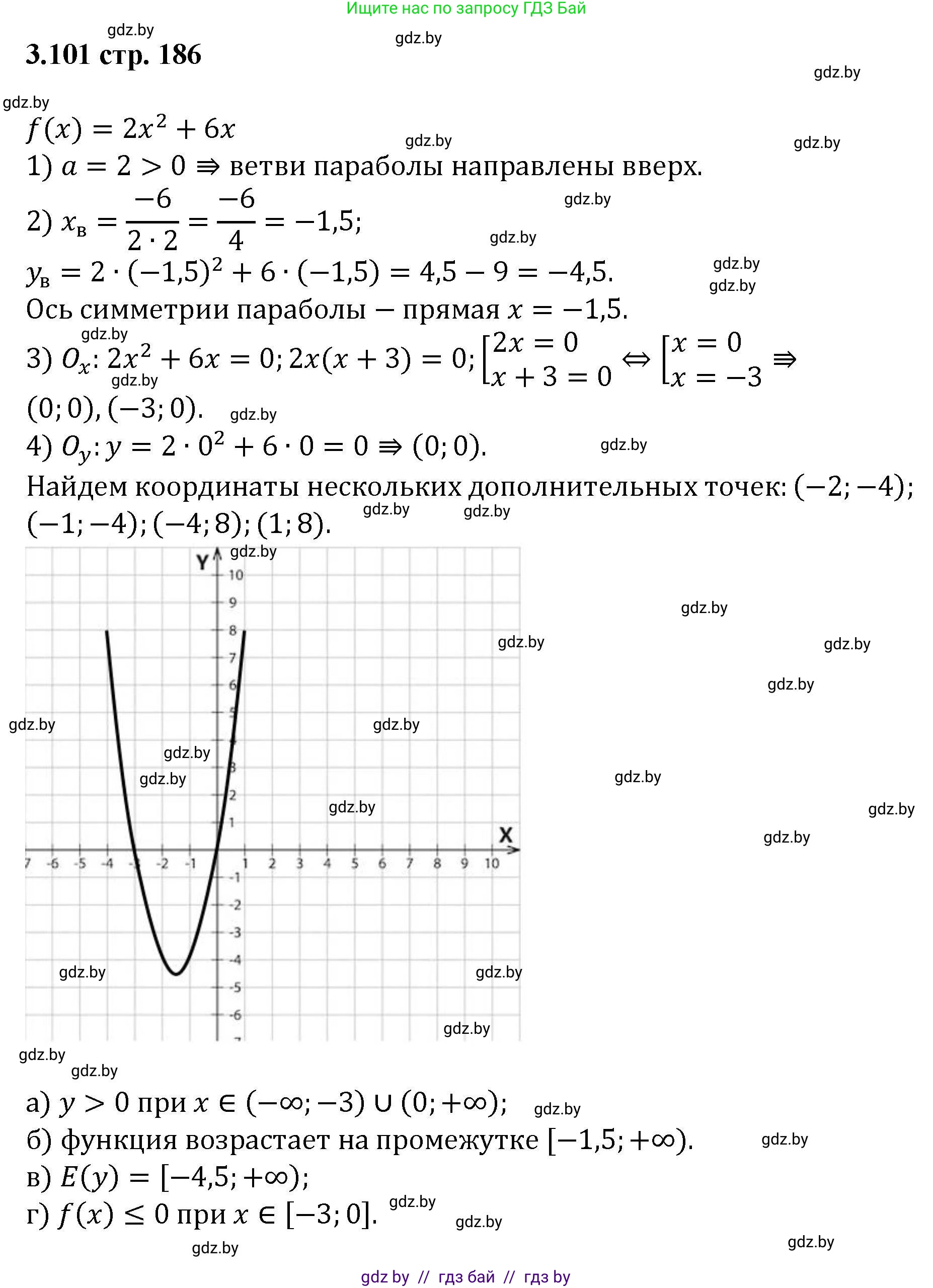 Алгебра, 8 класс Учебник, авторы: Арефьева Ирина Глебовна, Пирютко Ольга Николаевна, издательство Адукацыя i выхаванне, Минск, 2024, бирюзового цвета, страница 186, номер 3.101, Решение