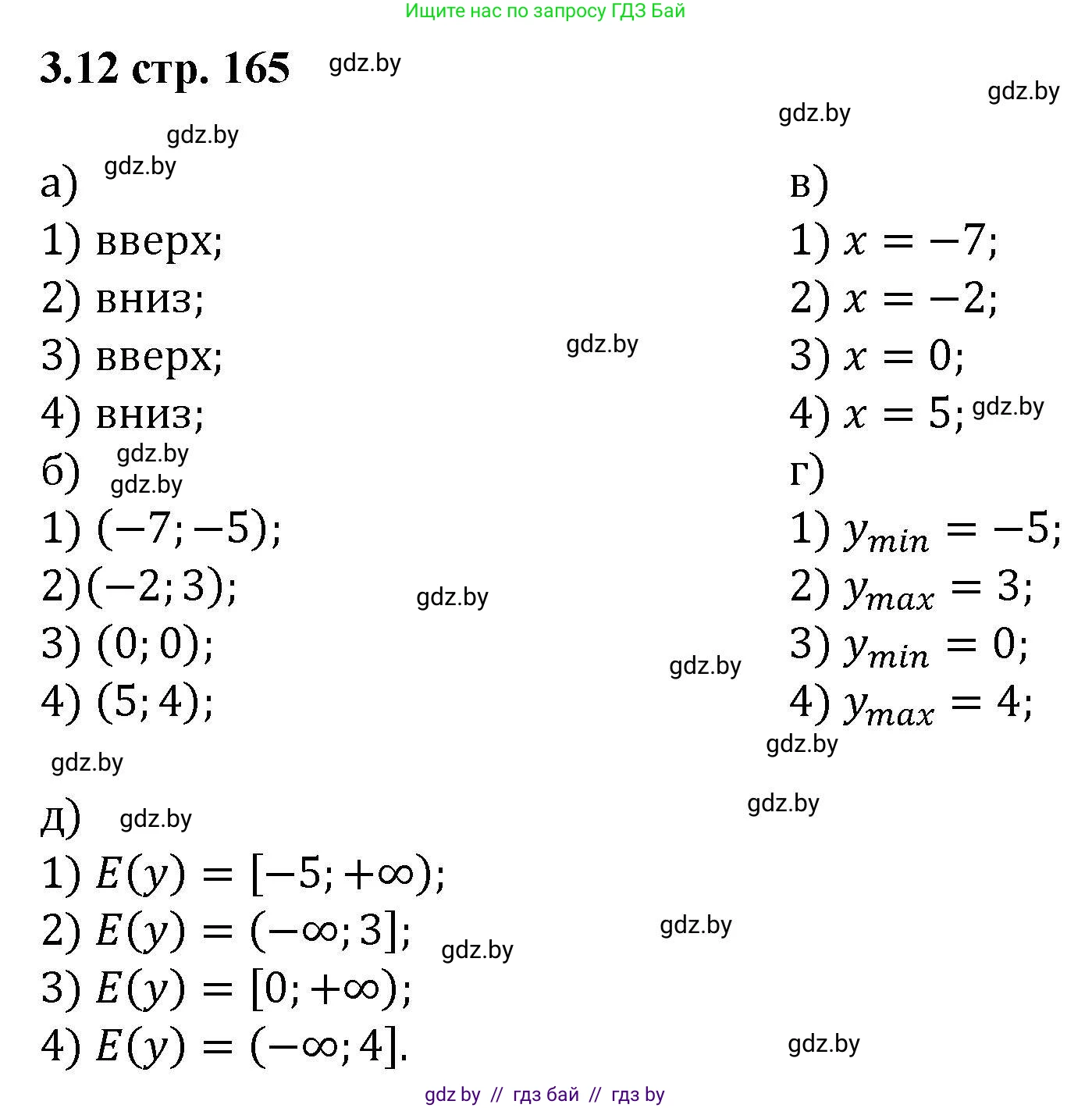 Алгебра, 8 класс Учебник, авторы: Арефьева Ирина Глебовна, Пирютко Ольга Николаевна, издательство Адукацыя i выхаванне, Минск, 2024, бирюзового цвета, страница 165, номер 3.12, Решение