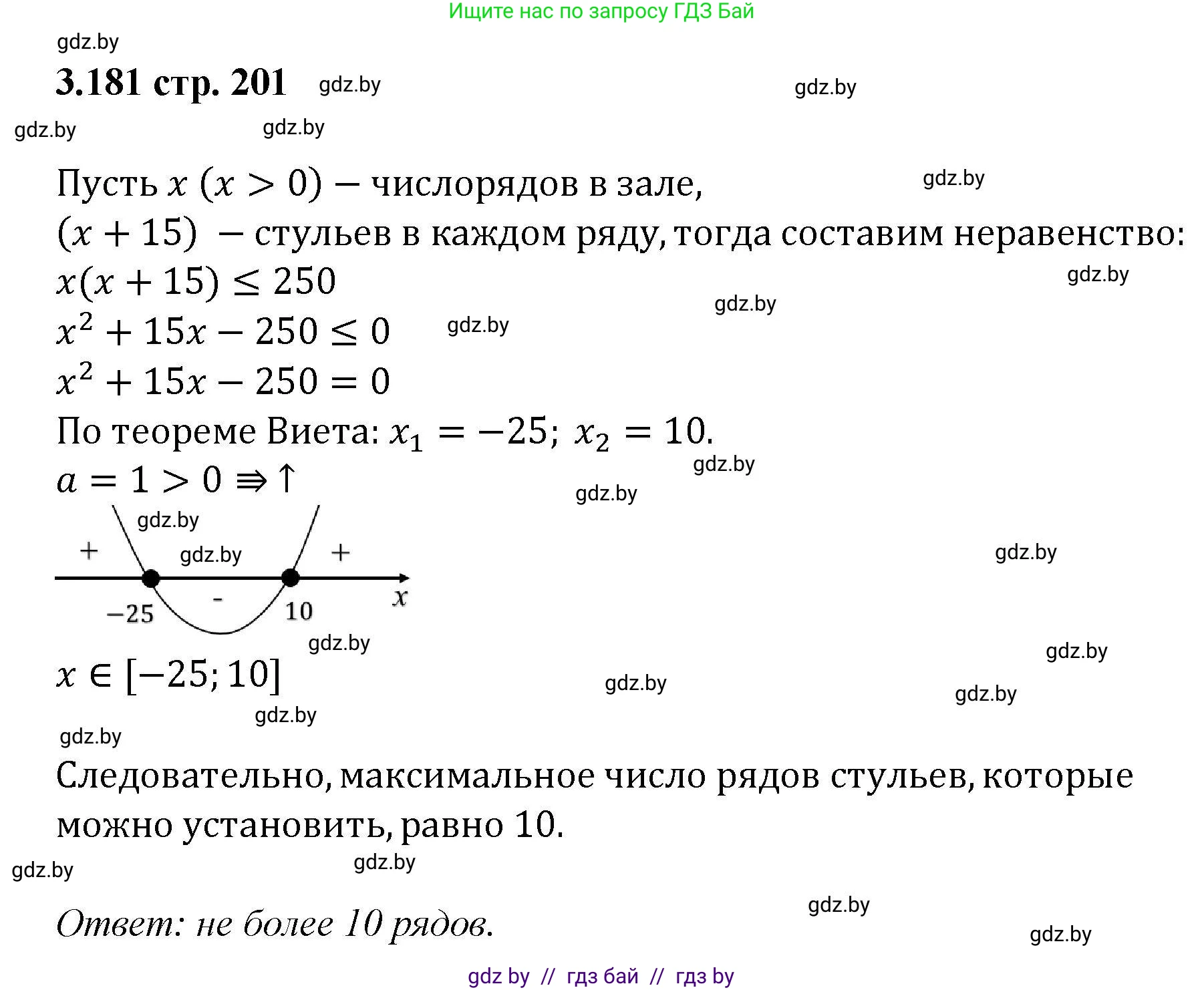 Алгебра, 8 класс Учебник, авторы: Арефьева Ирина Глебовна, Пирютко Ольга Николаевна, издательство Адукацыя i выхаванне, Минск, 2024, бирюзового цвета, страница 201, номер 3.181, Решение
