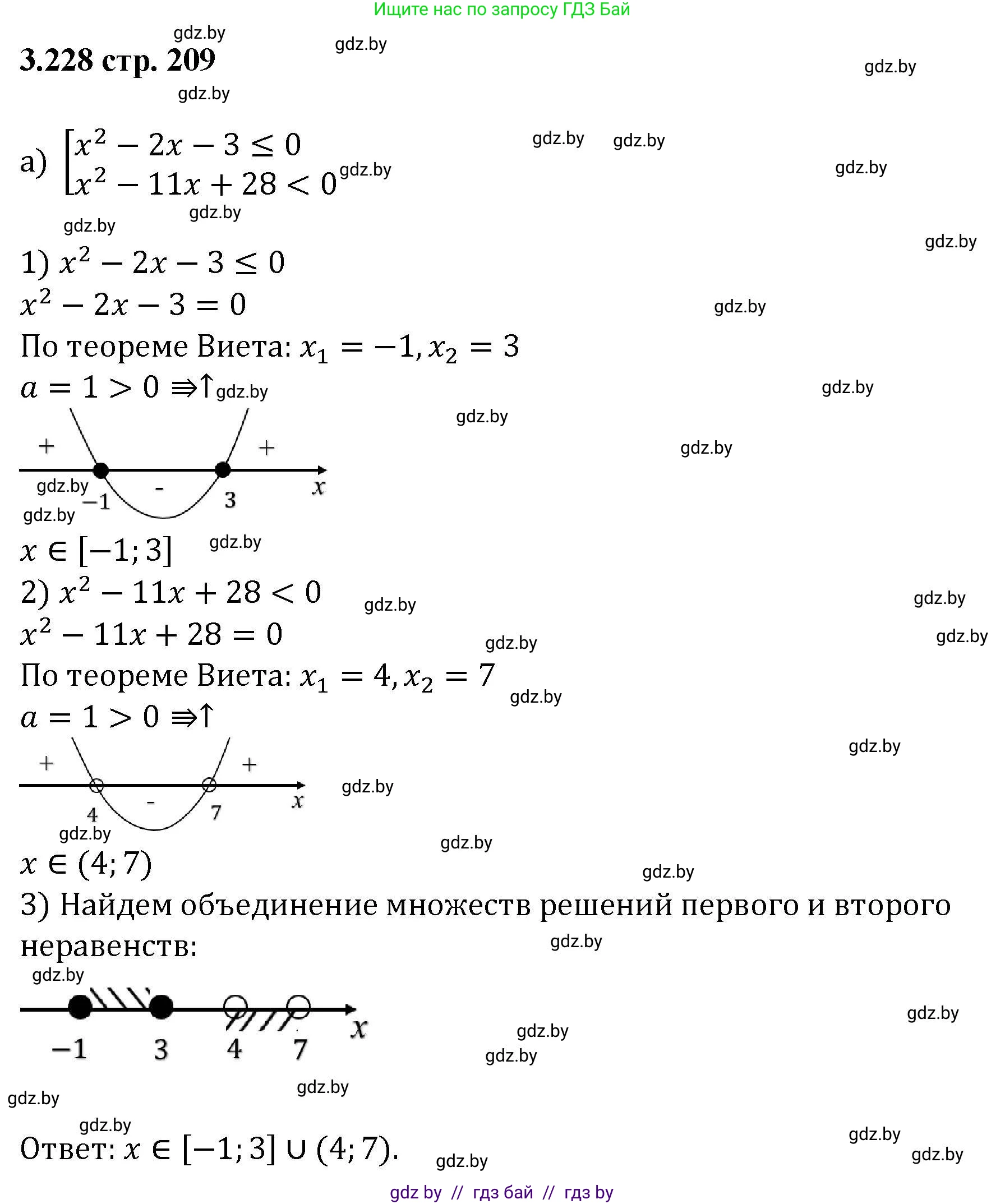 Алгебра, 8 класс Учебник, авторы: Арефьева Ирина Глебовна, Пирютко Ольга Николаевна, издательство Адукацыя i выхаванне, Минск, 2024, бирюзового цвета, страница 209, номер 3.228, Решение