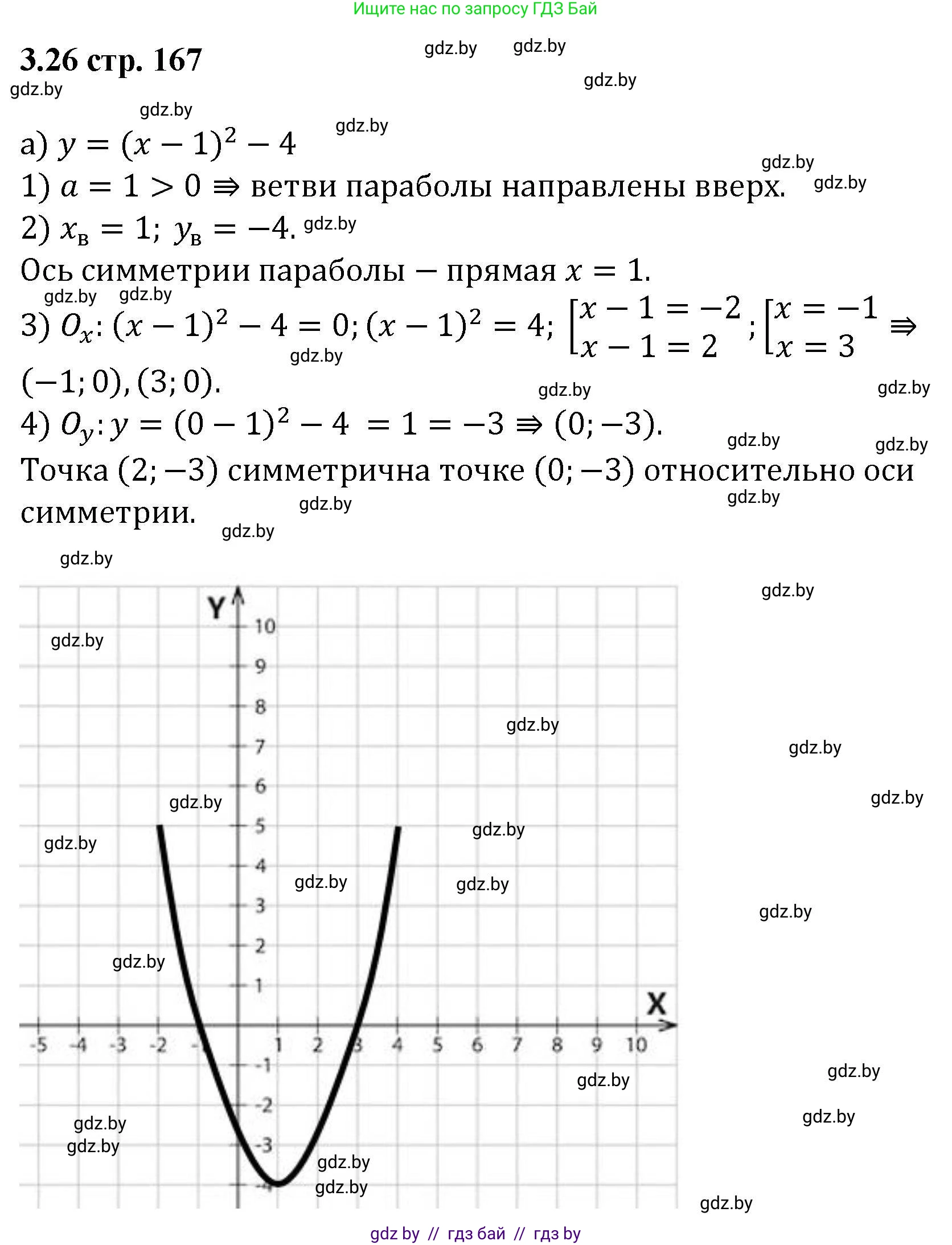Алгебра, 8 класс Учебник, авторы: Арефьева Ирина Глебовна, Пирютко Ольга Николаевна, издательство Адукацыя i выхаванне, Минск, 2024, бирюзового цвета, страница 167, номер 3.26, Решение