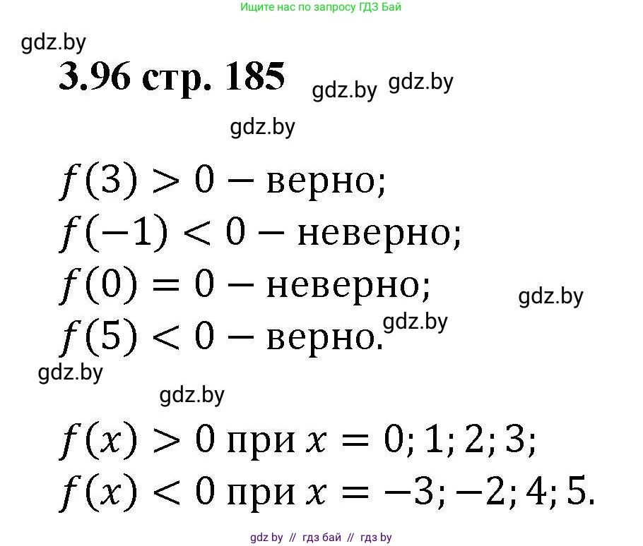 Алгебра, 8 класс Учебник, авторы: Арефьева Ирина Глебовна, Пирютко Ольга Николаевна, издательство Адукацыя i выхаванне, Минск, 2024, бирюзового цвета, страница 185, номер 3.96, Решение