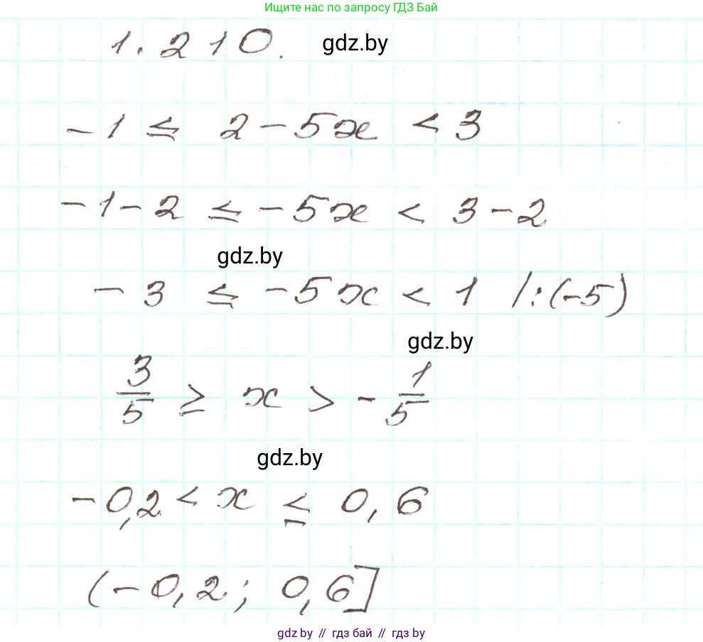Алгебра, 9 класс Учебник, авторы: Арефьева Ирина Глебовна, Пирютко Ольга Николаевна, издательство Народная асвета, Минск, 2019, голубого цвета, страница 58, номер 1.210, Решение