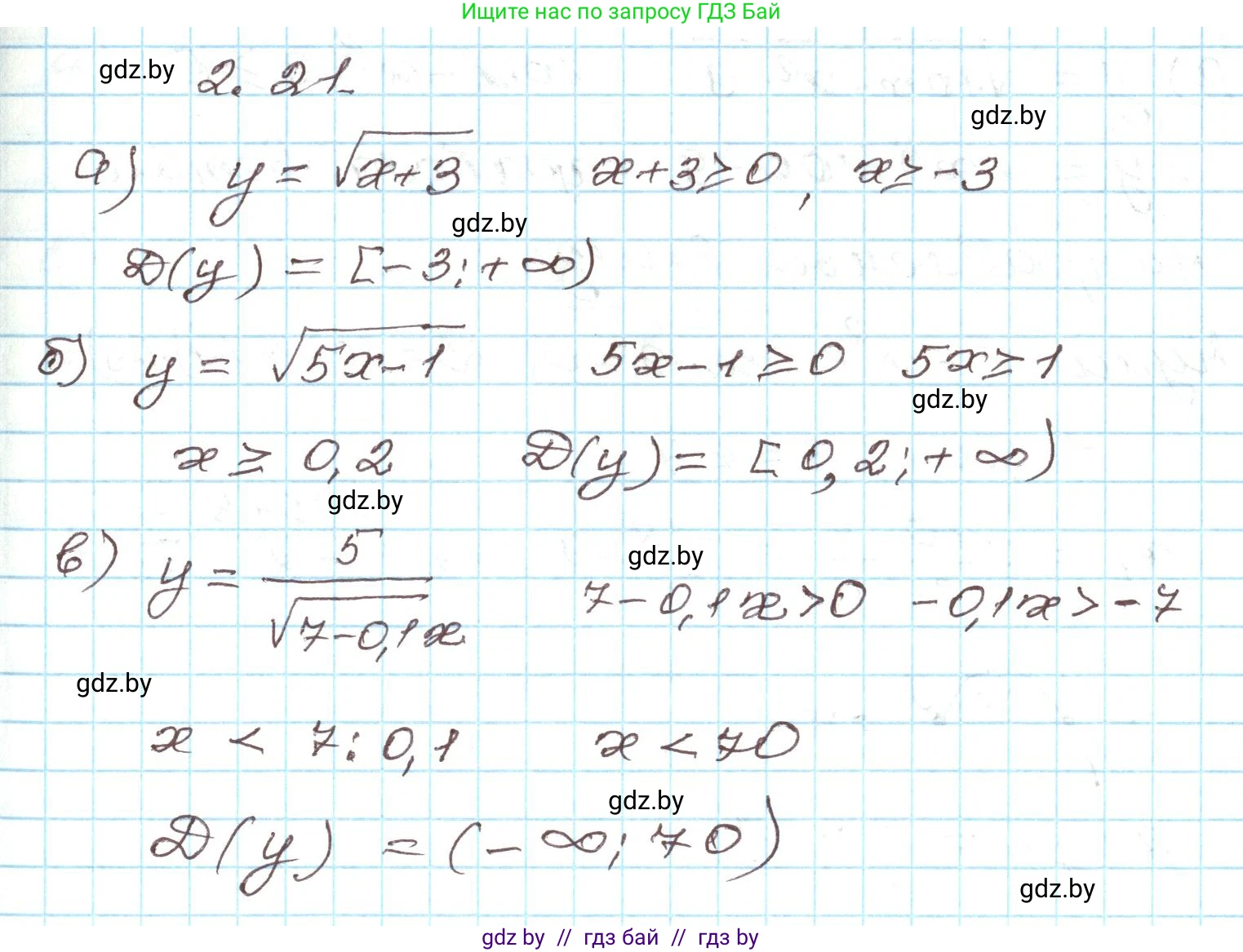 Алгебра, 9 класс Учебник, авторы: Арефьева Ирина Глебовна, Пирютко Ольга Николаевна, издательство Народная асвета, Минск, 2019, голубого цвета, страница 87, номер 2.21, Решение