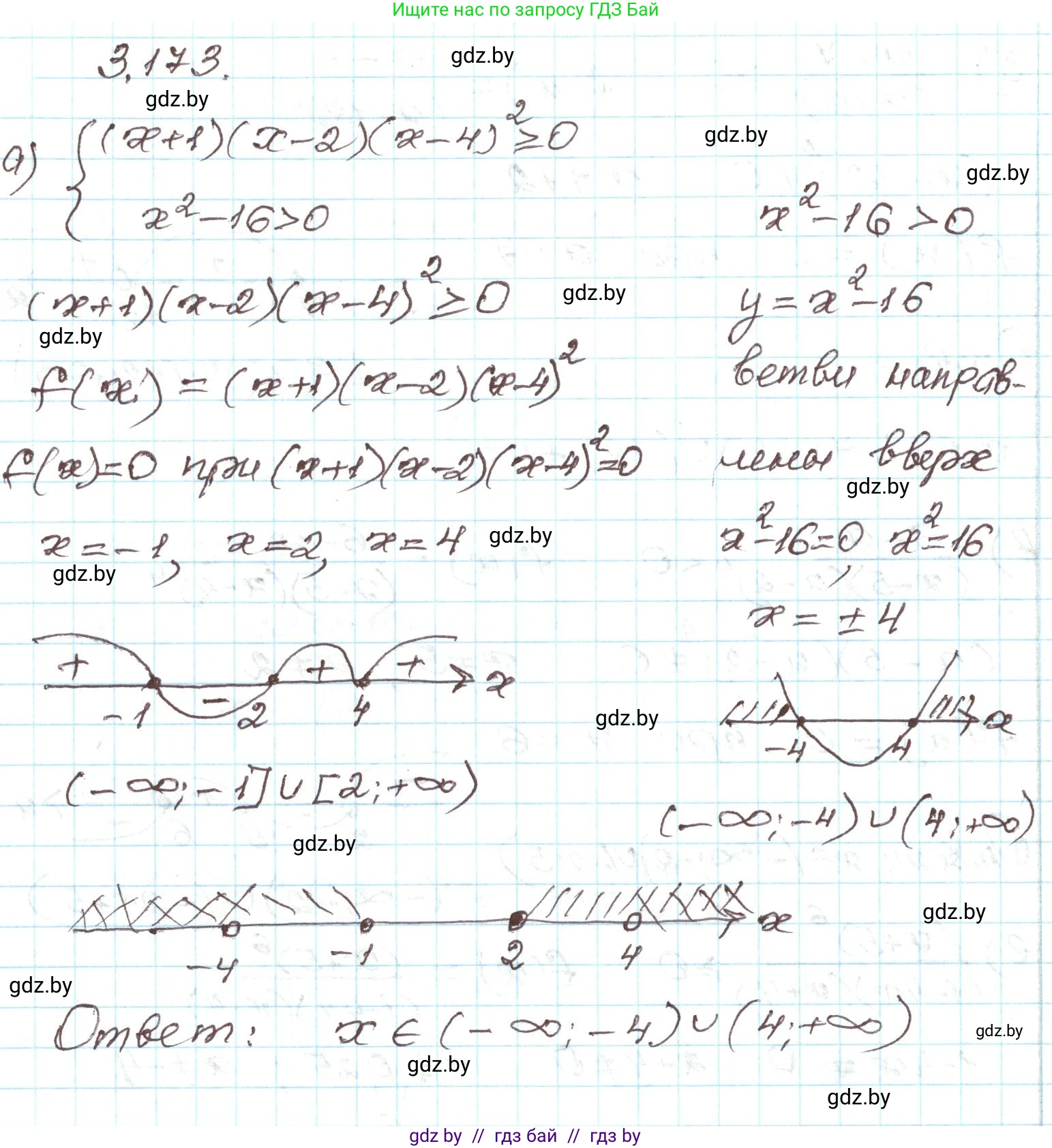 Алгебра, 9 класс Учебник, авторы: Арефьева Ирина Глебовна, Пирютко Ольга Николаевна, издательство Народная асвета, Минск, 2019, голубого цвета, страница 193, номер 3.173, Решение