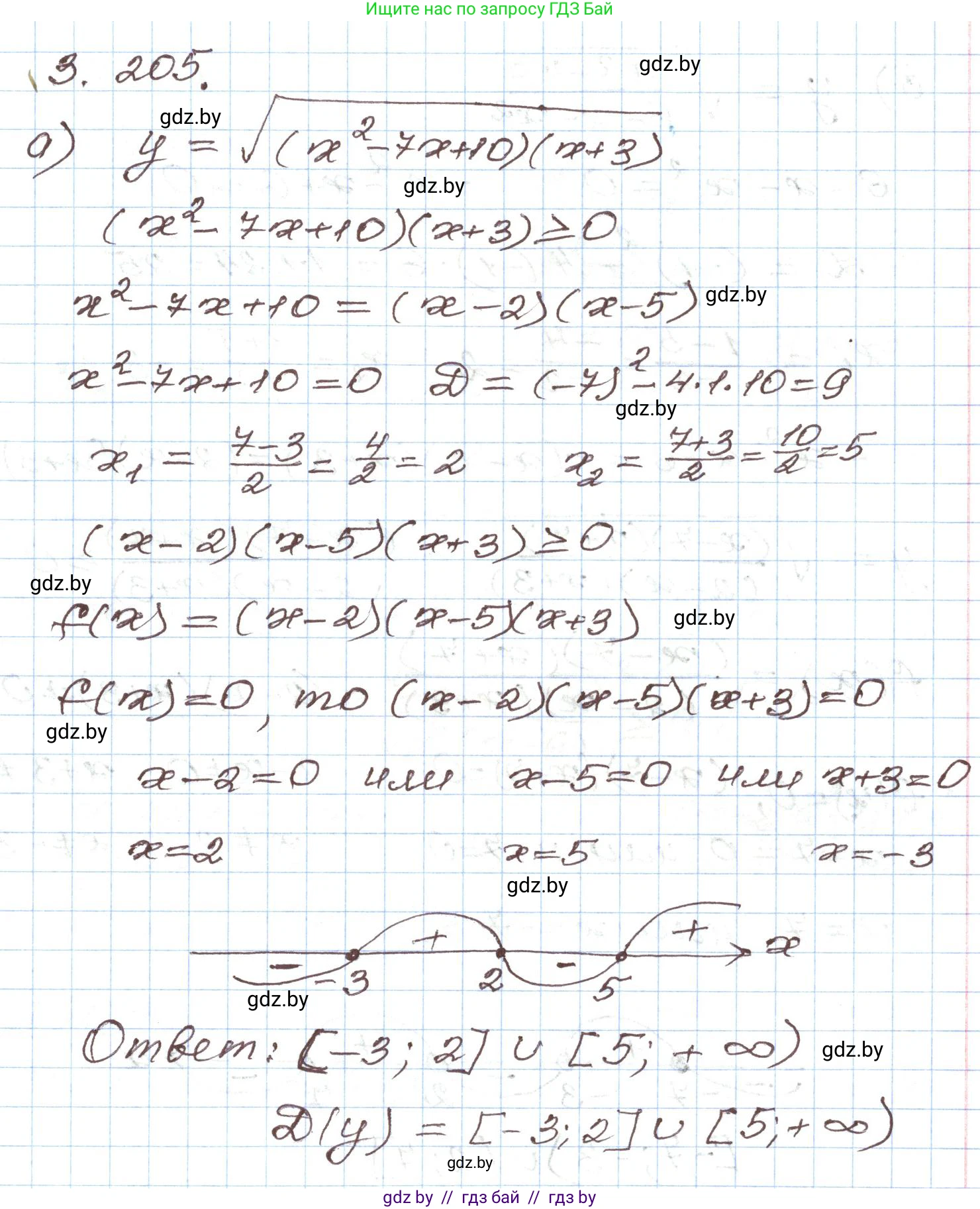 Алгебра, 9 класс Учебник, авторы: Арефьева Ирина Глебовна, Пирютко Ольга Николаевна, издательство Народная асвета, Минск, 2019, голубого цвета, страница 198, номер 3.205, Решение