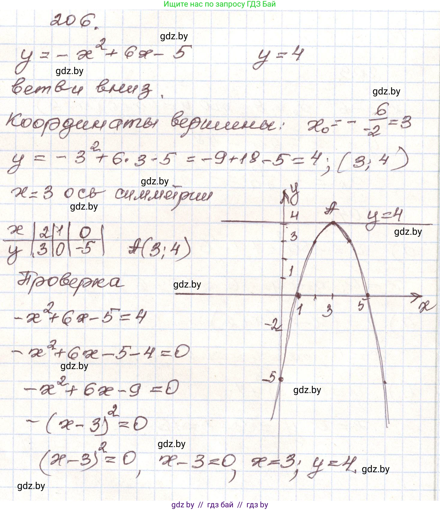 Алгебра, 9 класс Учебник, авторы: Арефьева Ирина Глебовна, Пирютко Ольга Николаевна, издательство Народная асвета, Минск, 2019, голубого цвета, страница 286, номер 206, Решение
