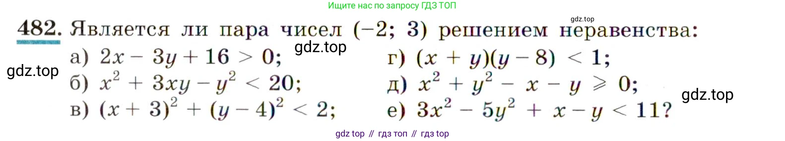 Алгебра, 9 класс Учебник, авторы: Макарычев Юрий Николаевич, Миндюк Нора Григорьевна, Нешков Константин Иванович, Суворова Светлана Борисовна, издательство Просвещение, Москва, 2014 - 2024, страница 128, номер 482, Условие