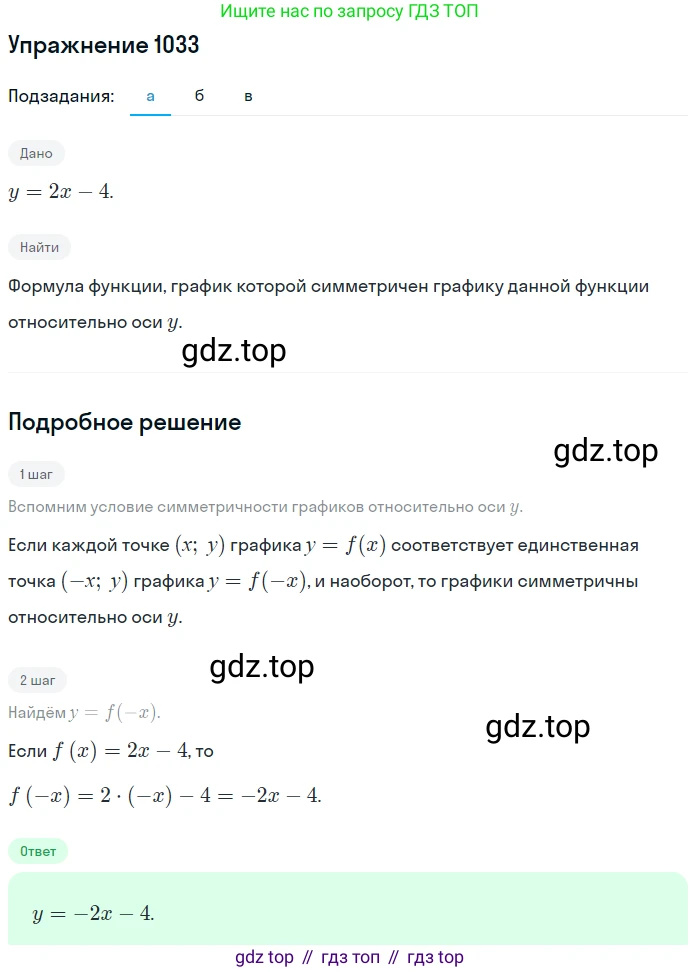 Алгебра, 9 класс Учебник, авторы: Макарычев Юрий Николаевич, Миндюк Нора Григорьевна, Нешков Константин Иванович, Суворова Светлана Борисовна, издательство Просвещение, Москва, 2014 - 2024, страница 241, номер 1033, Решение 1