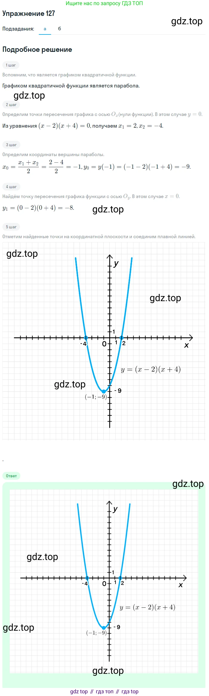 Алгебра, 9 класс Учебник, авторы: Макарычев Юрий Николаевич, Миндюк Нора Григорьевна, Нешков Константин Иванович, Суворова Светлана Борисовна, издательство Просвещение, Москва, 2014 - 2024, страница 48, номер 127, Решение 1 (продолжение 2)