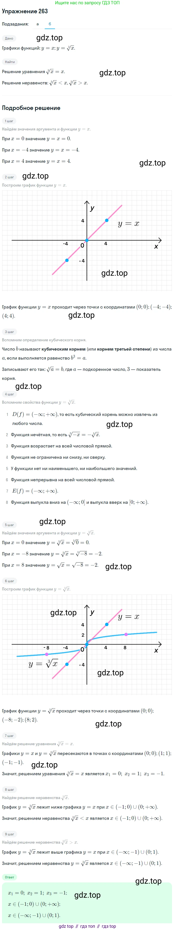 Алгебра, 9 класс Учебник, авторы: Макарычев Юрий Николаевич, Миндюк Нора Григорьевна, Нешков Константин Иванович, Суворова Светлана Борисовна, издательство Просвещение, Москва, 2014 - 2024, страница 74, номер 263, Решение 1 (продолжение 2)