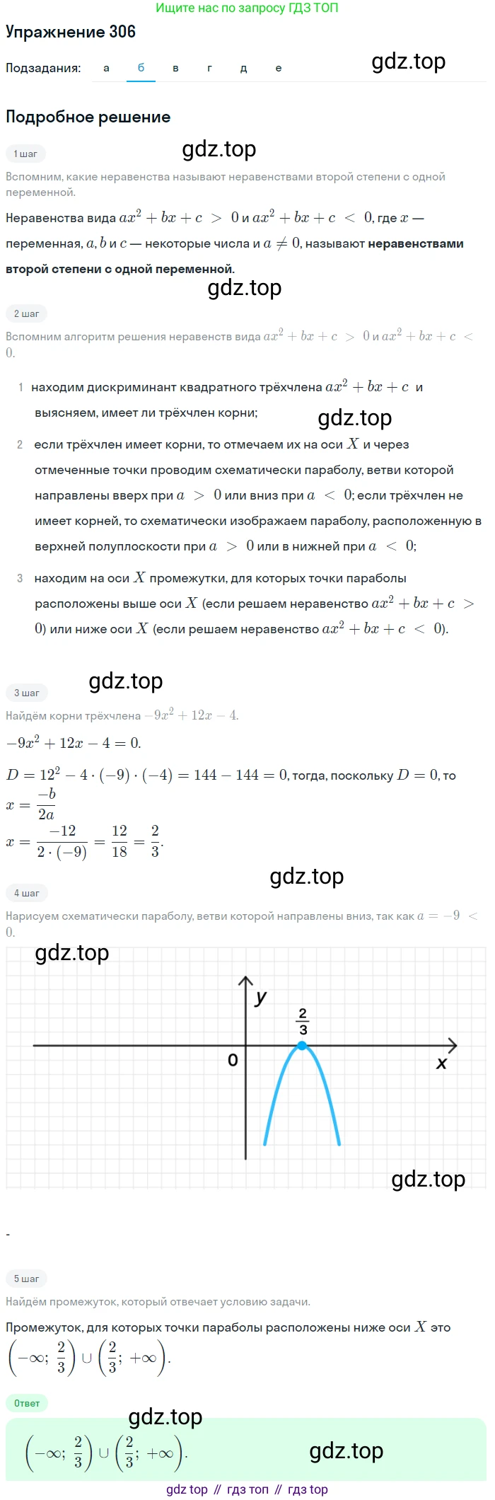 Алгебра, 9 класс Учебник, авторы: Макарычев Юрий Николаевич, Миндюк Нора Григорьевна, Нешков Константин Иванович, Суворова Светлана Борисовна, издательство Просвещение, Москва, 2014 - 2024, страница 90, номер 306, Решение 1 (продолжение 2)