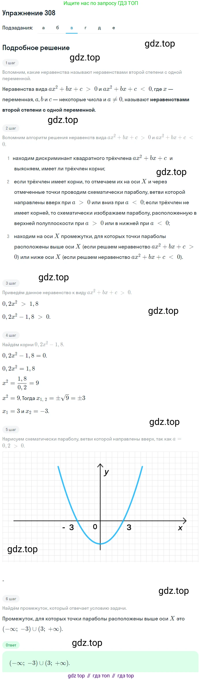 Алгебра, 9 класс Учебник, авторы: Макарычев Юрий Николаевич, Миндюк Нора Григорьевна, Нешков Константин Иванович, Суворова Светлана Борисовна, издательство Просвещение, Москва, 2014 - 2024, страница 90, номер 308, Решение 1 (продолжение 3)