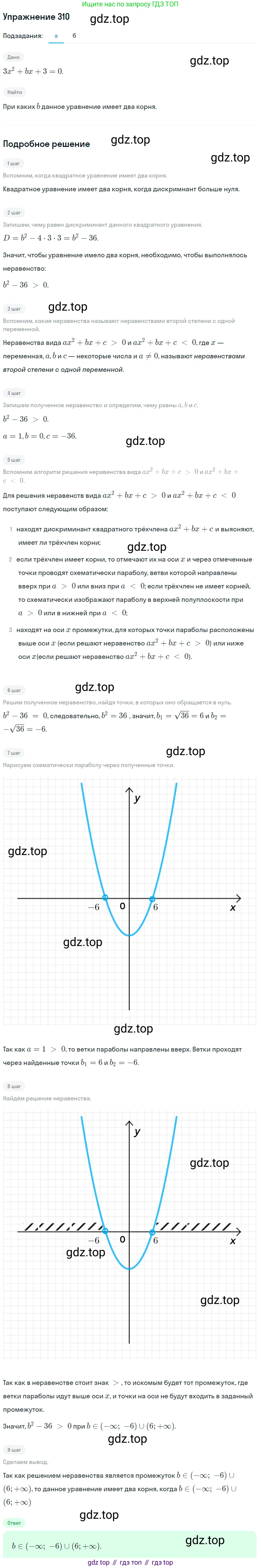 Алгебра, 9 класс Учебник, авторы: Макарычев Юрий Николаевич, Миндюк Нора Григорьевна, Нешков Константин Иванович, Суворова Светлана Борисовна, издательство Просвещение, Москва, 2014 - 2024, страница 91, номер 310, Решение 1