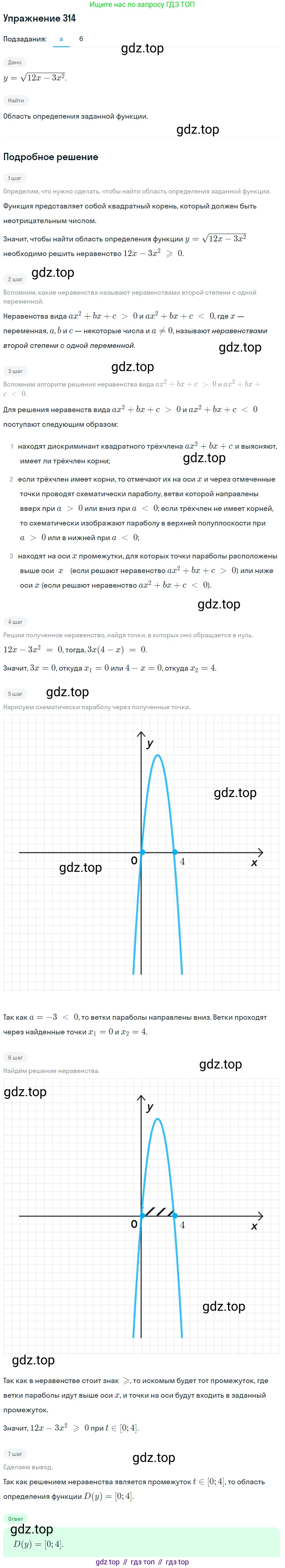 Алгебра, 9 класс Учебник, авторы: Макарычев Юрий Николаевич, Миндюк Нора Григорьевна, Нешков Константин Иванович, Суворова Светлана Борисовна, издательство Просвещение, Москва, 2014 - 2024, страница 91, номер 314, Решение 1