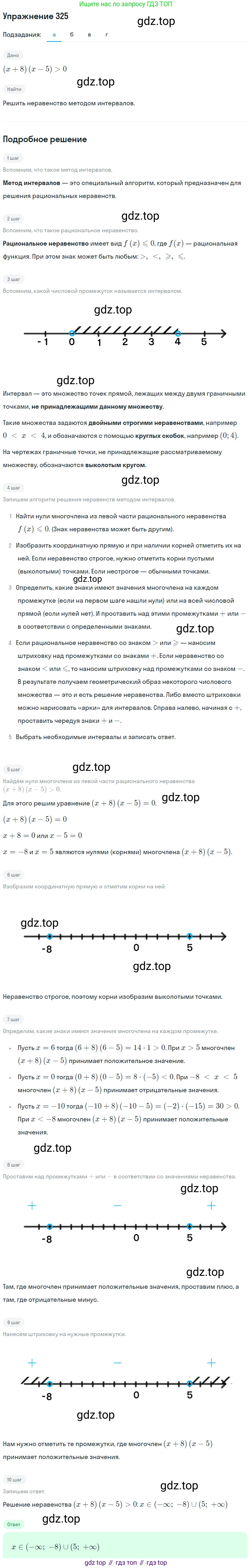 Алгебра, 9 класс Учебник, авторы: Макарычев Юрий Николаевич, Миндюк Нора Григорьевна, Нешков Константин Иванович, Суворова Светлана Борисовна, издательство Просвещение, Москва, 2014 - 2024, страница 96, номер 325, Решение 1