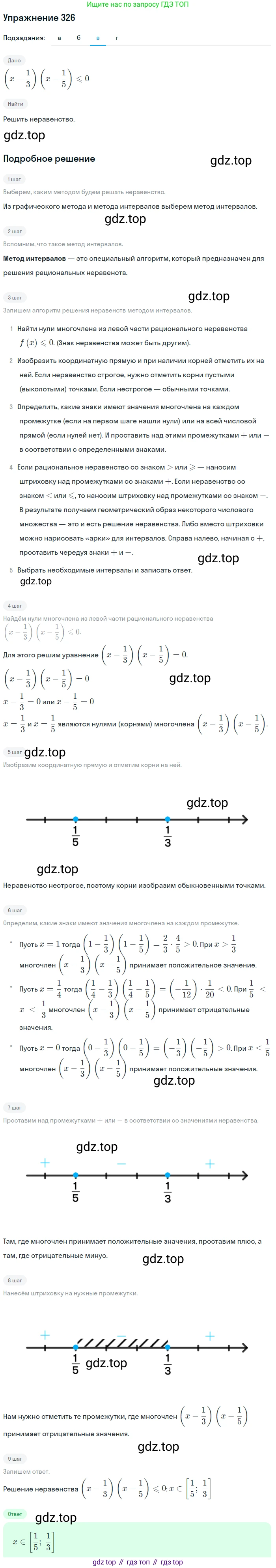 Алгебра, 9 класс Учебник, авторы: Макарычев Юрий Николаевич, Миндюк Нора Григорьевна, Нешков Константин Иванович, Суворова Светлана Борисовна, издательство Просвещение, Москва, 2014 - 2024, страница 96, номер 326, Решение 1 (продолжение 3)