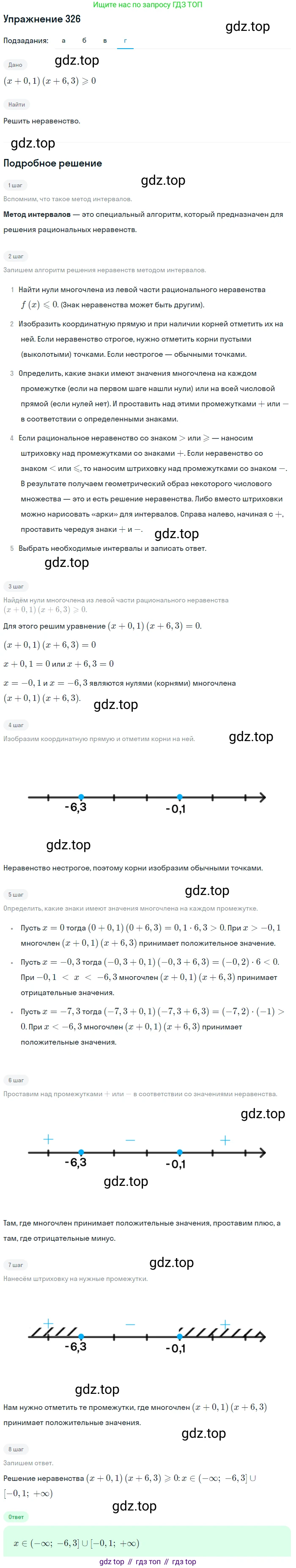 Алгебра, 9 класс Учебник, авторы: Макарычев Юрий Николаевич, Миндюк Нора Григорьевна, Нешков Константин Иванович, Суворова Светлана Борисовна, издательство Просвещение, Москва, 2014 - 2024, страница 96, номер 326, Решение 1 (продолжение 4)