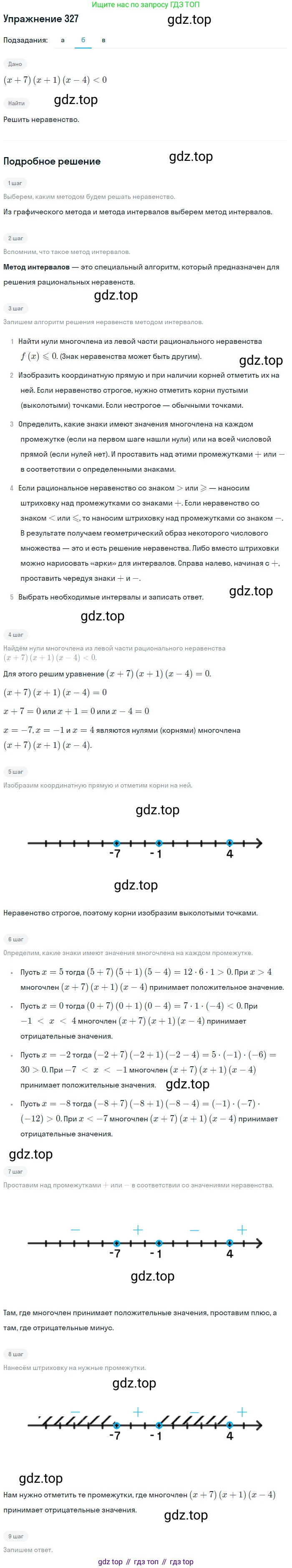 Алгебра, 9 класс Учебник, авторы: Макарычев Юрий Николаевич, Миндюк Нора Григорьевна, Нешков Константин Иванович, Суворова Светлана Борисовна, издательство Просвещение, Москва, 2014 - 2024, страница 96, номер 327, Решение 1 (продолжение 2)