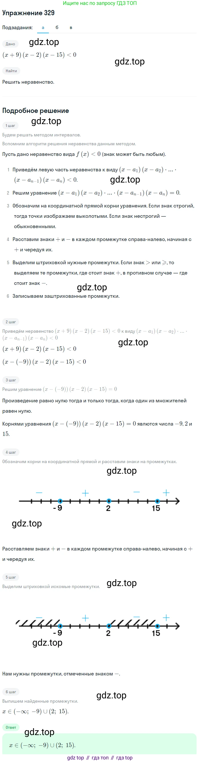Алгебра, 9 класс Учебник, авторы: Макарычев Юрий Николаевич, Миндюк Нора Григорьевна, Нешков Константин Иванович, Суворова Светлана Борисовна, издательство Просвещение, Москва, 2014 - 2024, страница 96, номер 329, Решение 1