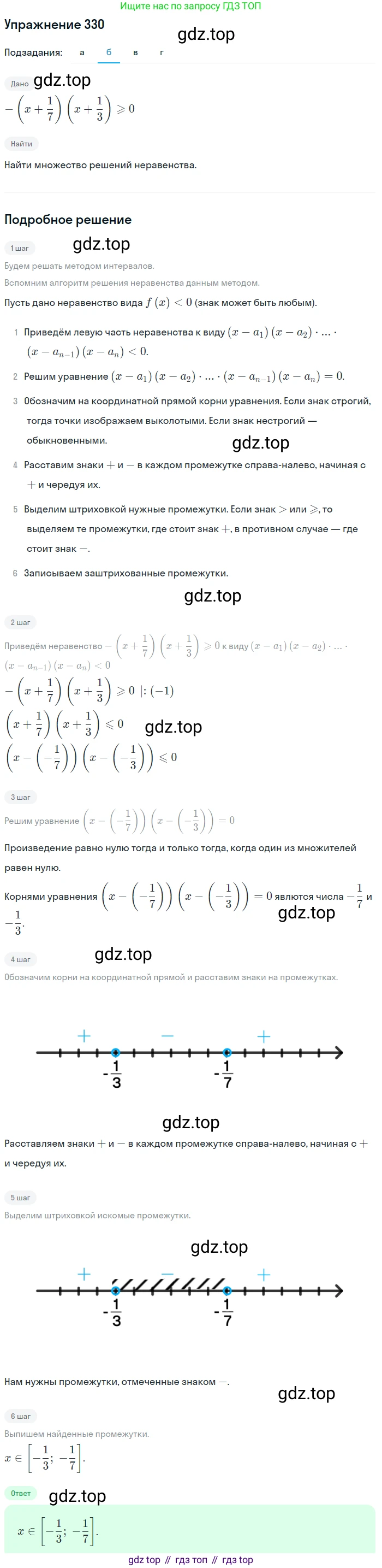 Алгебра, 9 класс Учебник, авторы: Макарычев Юрий Николаевич, Миндюк Нора Григорьевна, Нешков Константин Иванович, Суворова Светлана Борисовна, издательство Просвещение, Москва, 2014 - 2024, страница 96, номер 330, Решение 1 (продолжение 2)