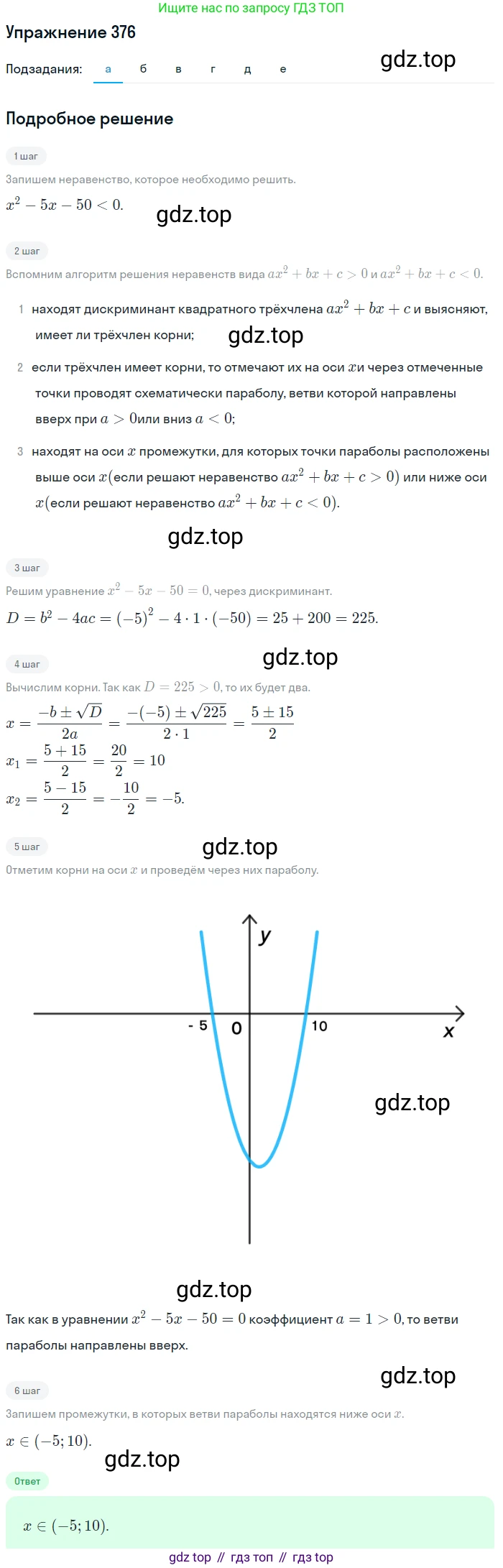 Алгебра, 9 класс Учебник, авторы: Макарычев Юрий Николаевич, Миндюк Нора Григорьевна, Нешков Константин Иванович, Суворова Светлана Борисовна, издательство Просвещение, Москва, 2014 - 2024, страница 105, номер 376, Решение 1
