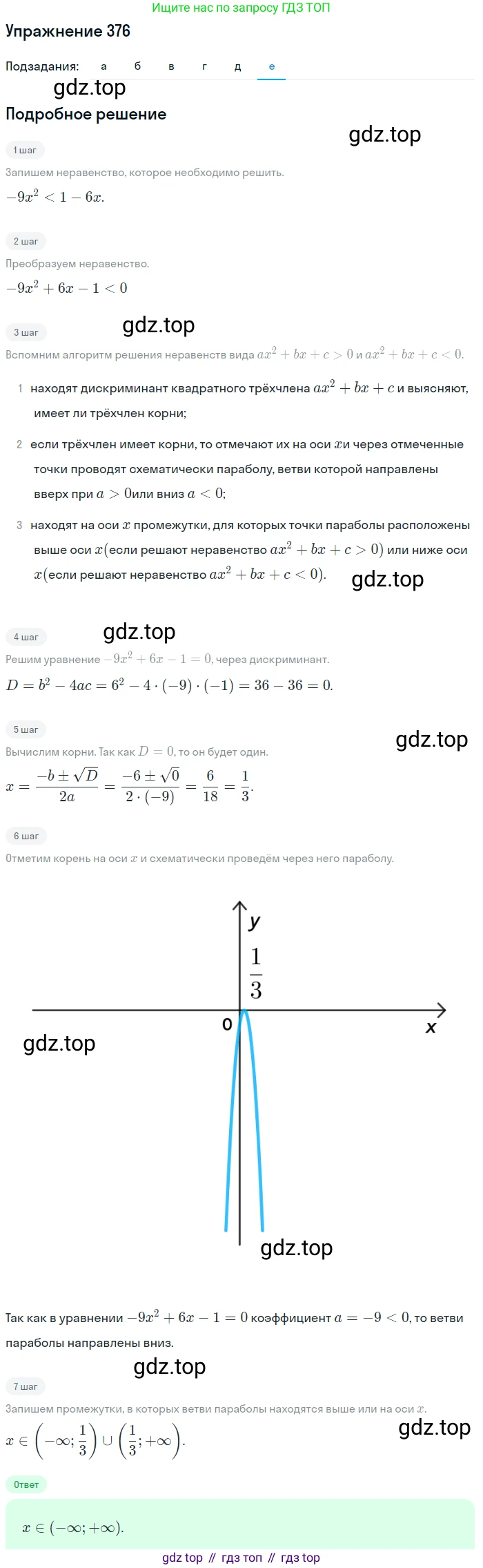 Алгебра, 9 класс Учебник, авторы: Макарычев Юрий Николаевич, Миндюк Нора Григорьевна, Нешков Константин Иванович, Суворова Светлана Борисовна, издательство Просвещение, Москва, 2014 - 2024, страница 105, номер 376, Решение 1 (продолжение 6)