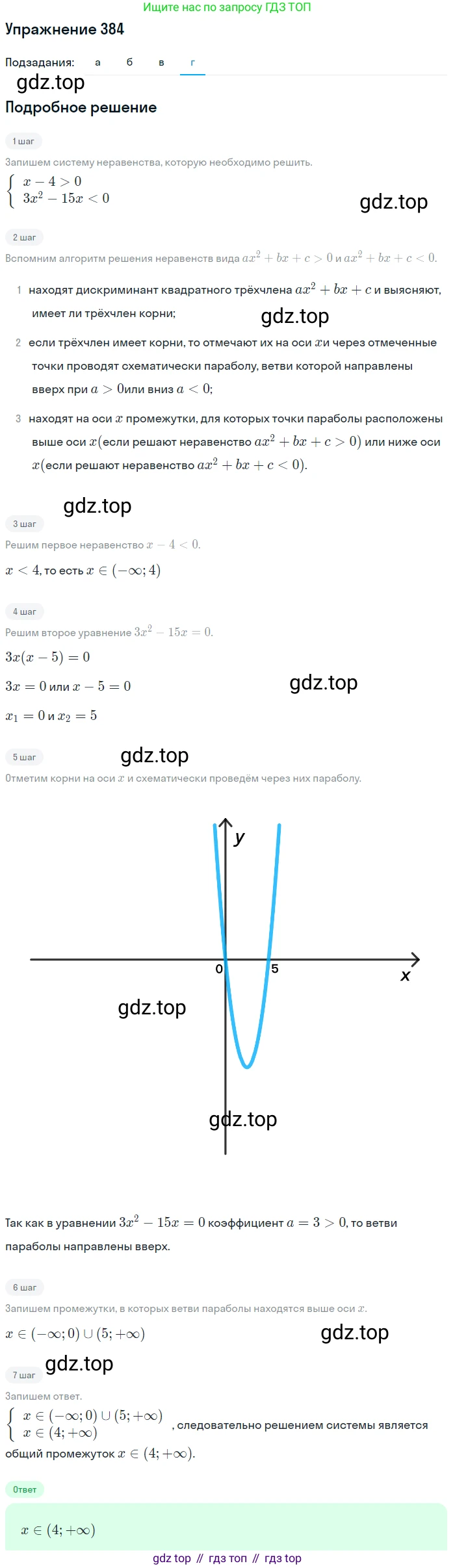 Алгебра, 9 класс Учебник, авторы: Макарычев Юрий Николаевич, Миндюк Нора Григорьевна, Нешков Константин Иванович, Суворова Светлана Борисовна, издательство Просвещение, Москва, 2014 - 2024, страница 106, номер 384, Решение 1 (продолжение 4)