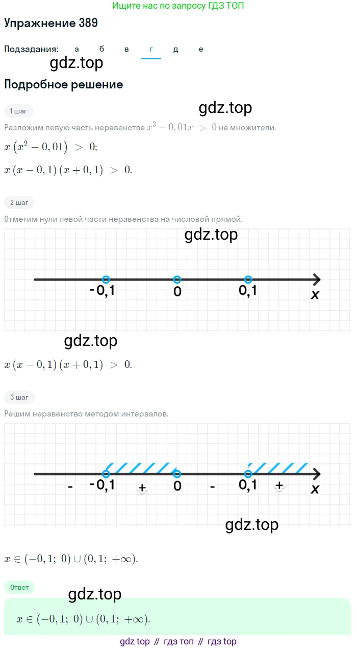 Алгебра, 9 класс Учебник, авторы: Макарычев Юрий Николаевич, Миндюк Нора Григорьевна, Нешков Константин Иванович, Суворова Светлана Борисовна, издательство Просвещение, Москва, 2014 - 2024, страница 107, номер 389, Решение 1 (продолжение 4)