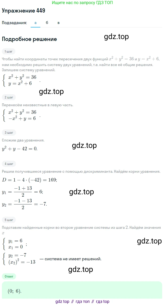 Алгебра, 9 класс Учебник, авторы: Макарычев Юрий Николаевич, Миндюк Нора Григорьевна, Нешков Константин Иванович, Суворова Светлана Борисовна, издательство Просвещение, Москва, 2014 - 2024, страница 121, номер 449, Решение 1