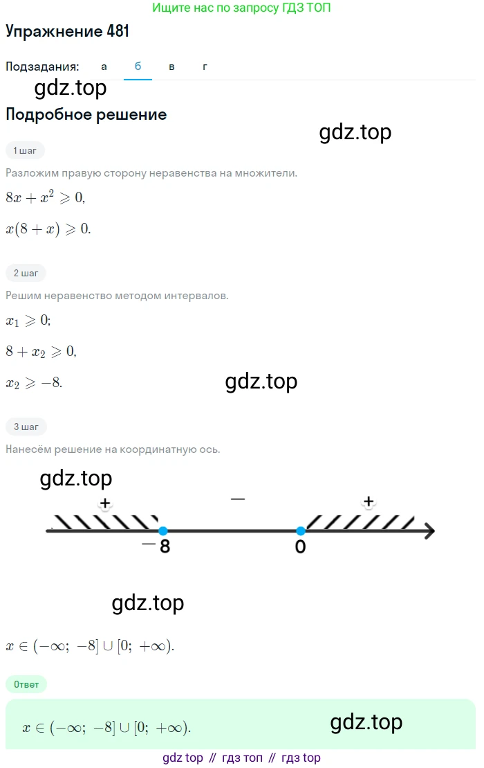 Алгебра, 9 класс Учебник, авторы: Макарычев Юрий Николаевич, Миндюк Нора Григорьевна, Нешков Константин Иванович, Суворова Светлана Борисовна, издательство Просвещение, Москва, 2014 - 2024, страница 125, номер 481, Решение 1 (продолжение 2)