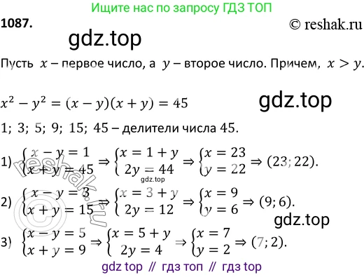 Алгебра, 9 класс Учебник, авторы: Макарычев Юрий Николаевич, Миндюк Нора Григорьевна, Нешков Константин Иванович, Суворова Светлана Борисовна, издательство Просвещение, Москва, 2014 - 2024, страница 246, номер 1087, Решение 2