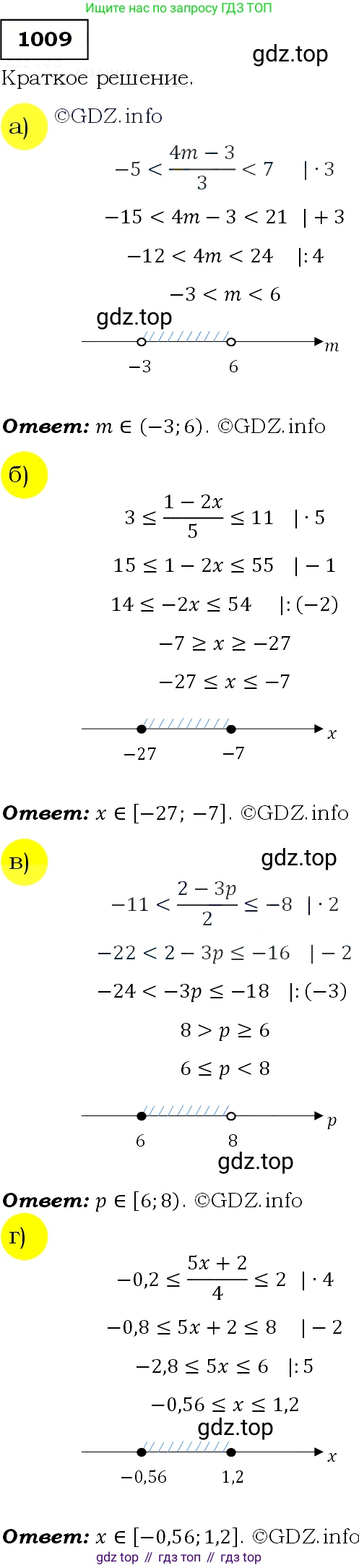 Алгебра, 9 класс Учебник, авторы: Макарычев Юрий Николаевич, Миндюк Нора Григорьевна, Нешков Константин Иванович, Суворова Светлана Борисовна, издательство Просвещение, Москва, 2014 - 2024, страница 237, номер 1009, Решение 3