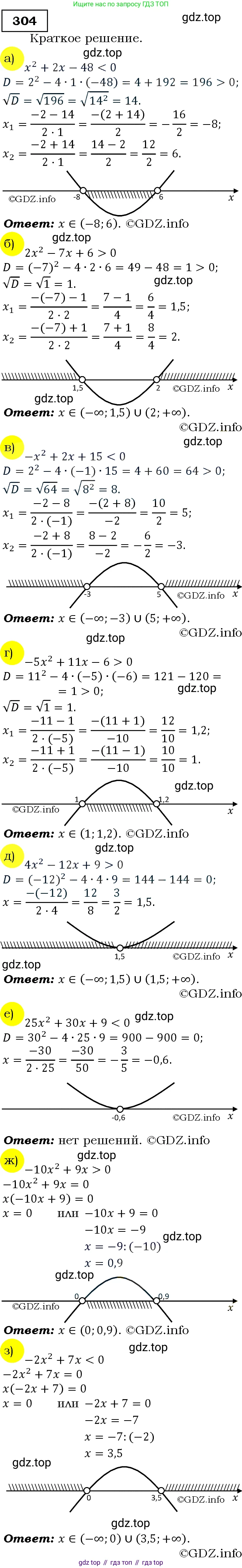 Алгебра, 9 класс Учебник, авторы: Макарычев Юрий Николаевич, Миндюк Нора Григорьевна, Нешков Константин Иванович, Суворова Светлана Борисовна, издательство Просвещение, Москва, 2014 - 2024, страница 90, номер 304, Решение 3