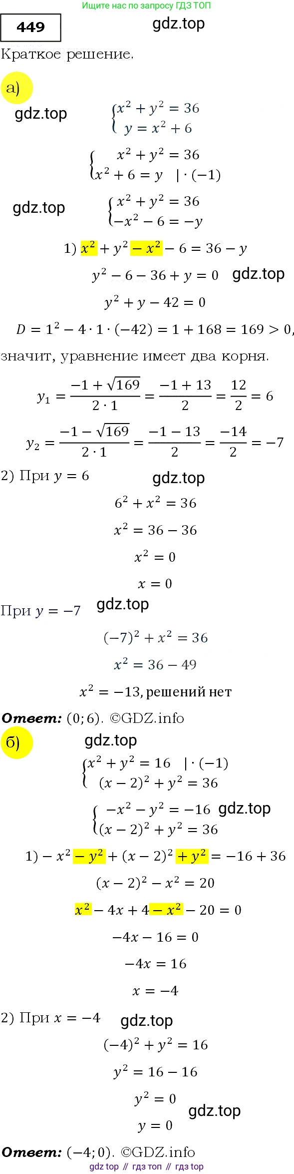 Алгебра, 9 класс Учебник, авторы: Макарычев Юрий Николаевич, Миндюк Нора Григорьевна, Нешков Константин Иванович, Суворова Светлана Борисовна, издательство Просвещение, Москва, 2014 - 2024, страница 121, номер 449, Решение 3