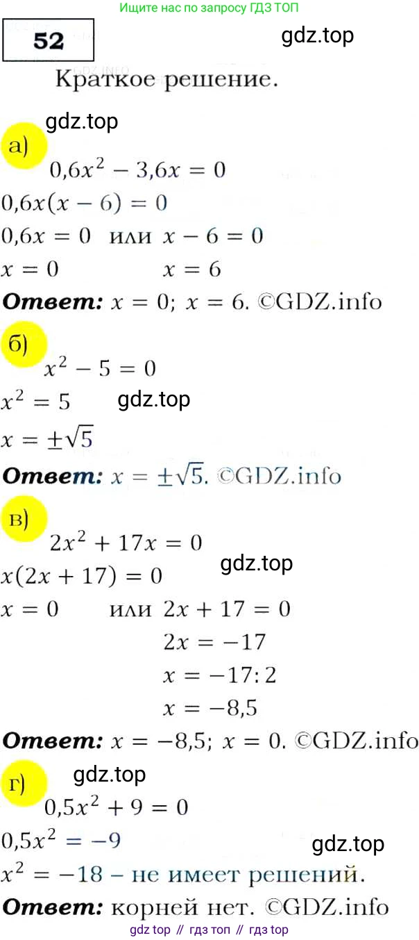 Алгебра, 9 класс Учебник, авторы: Макарычев Юрий Николаевич, Миндюк Нора Григорьевна, Нешков Константин Иванович, Суворова Светлана Борисовна, издательство Просвещение, Москва, 2014 - 2024, страница 21, номер 52, Решение 3