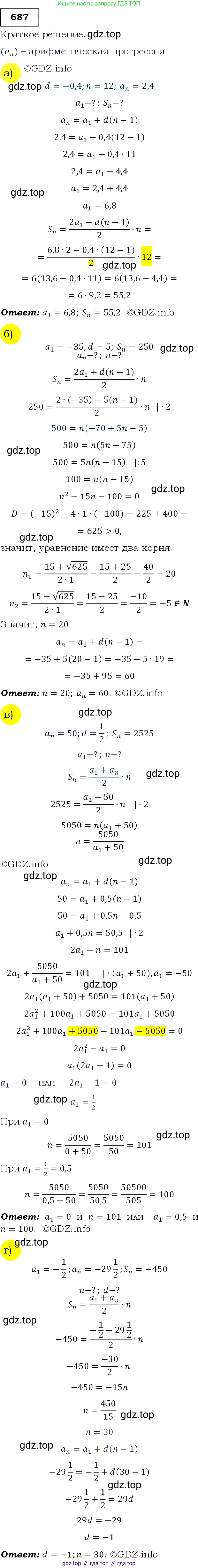 Алгебра, 9 класс Учебник, авторы: Макарычев Юрий Николаевич, Миндюк Нора Григорьевна, Нешков Константин Иванович, Суворова Светлана Борисовна, издательство Просвещение, Москва, 2014 - 2024, страница 178, номер 687, Решение 3