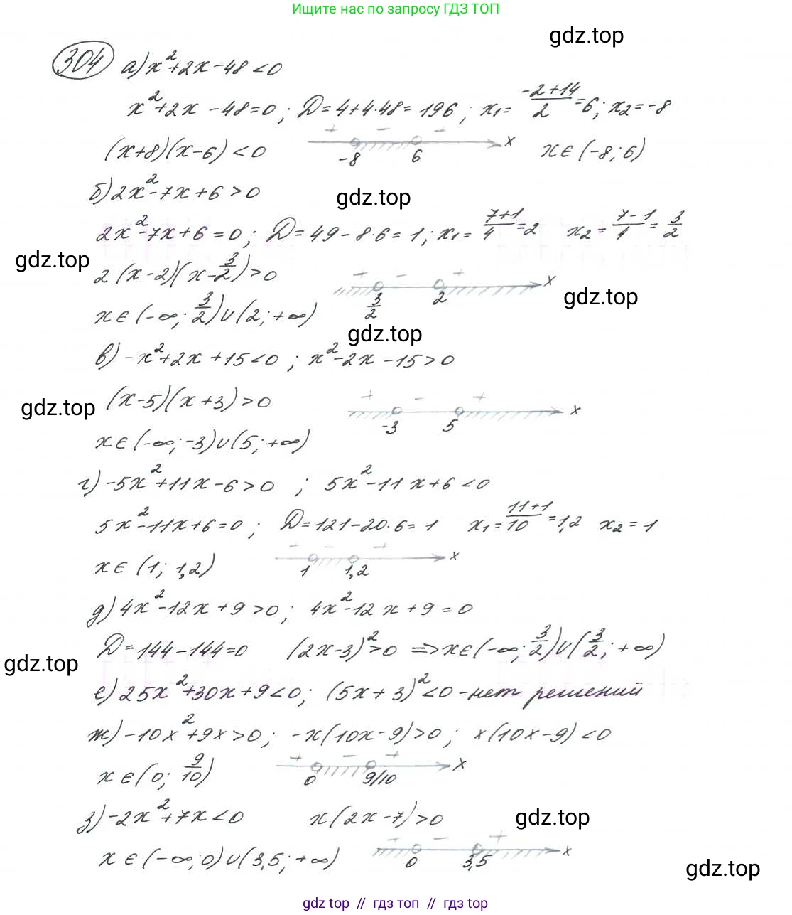 Алгебра, 9 класс Учебник, авторы: Макарычев Юрий Николаевич, Миндюк Нора Григорьевна, Нешков Константин Иванович, Суворова Светлана Борисовна, издательство Просвещение, Москва, 2014 - 2024, страница 90, номер 304, Решение 7