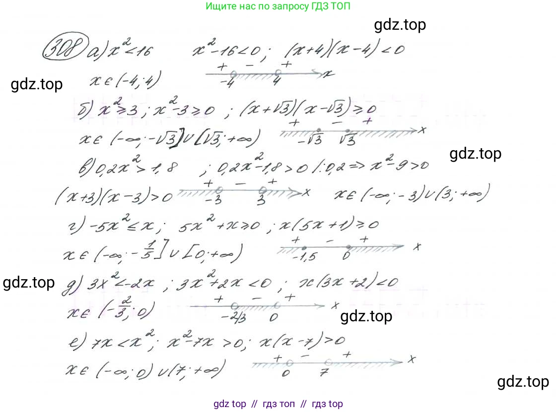 Алгебра, 9 класс Учебник, авторы: Макарычев Юрий Николаевич, Миндюк Нора Григорьевна, Нешков Константин Иванович, Суворова Светлана Борисовна, издательство Просвещение, Москва, 2014 - 2024, страница 90, номер 308, Решение 7